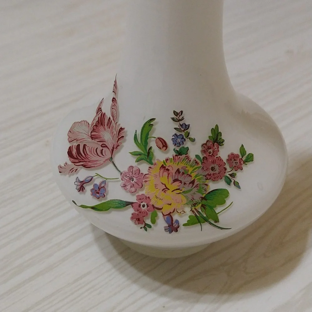Vintage Fenton Floral Ribbon Top Vase